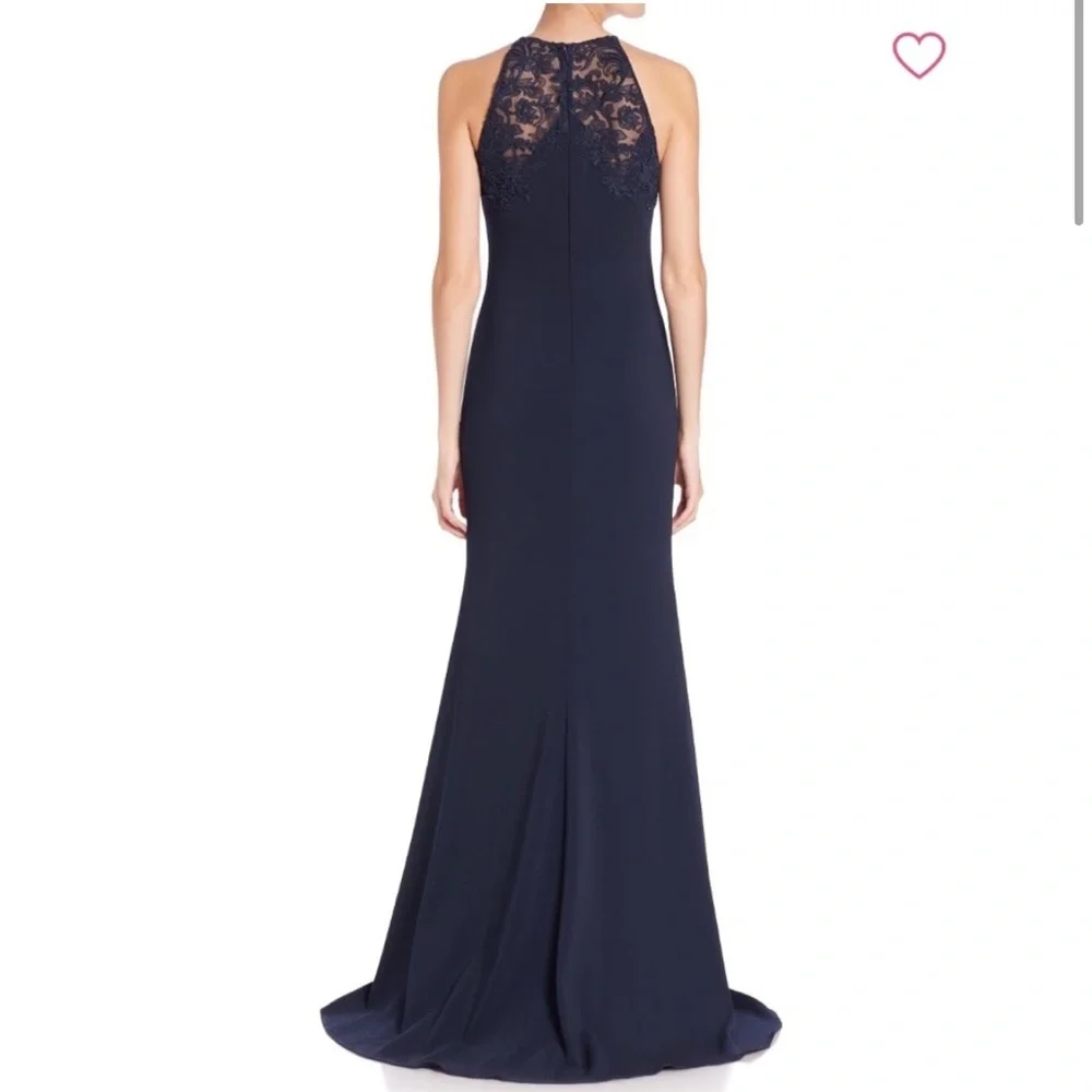 Badgley Mischka Navy Lace Maxi Dress Size 4